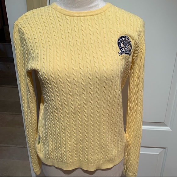 Izod Sweaters - IZOD -FLEX. Canary yellow cable knit sweater w/90th PGA championship log…